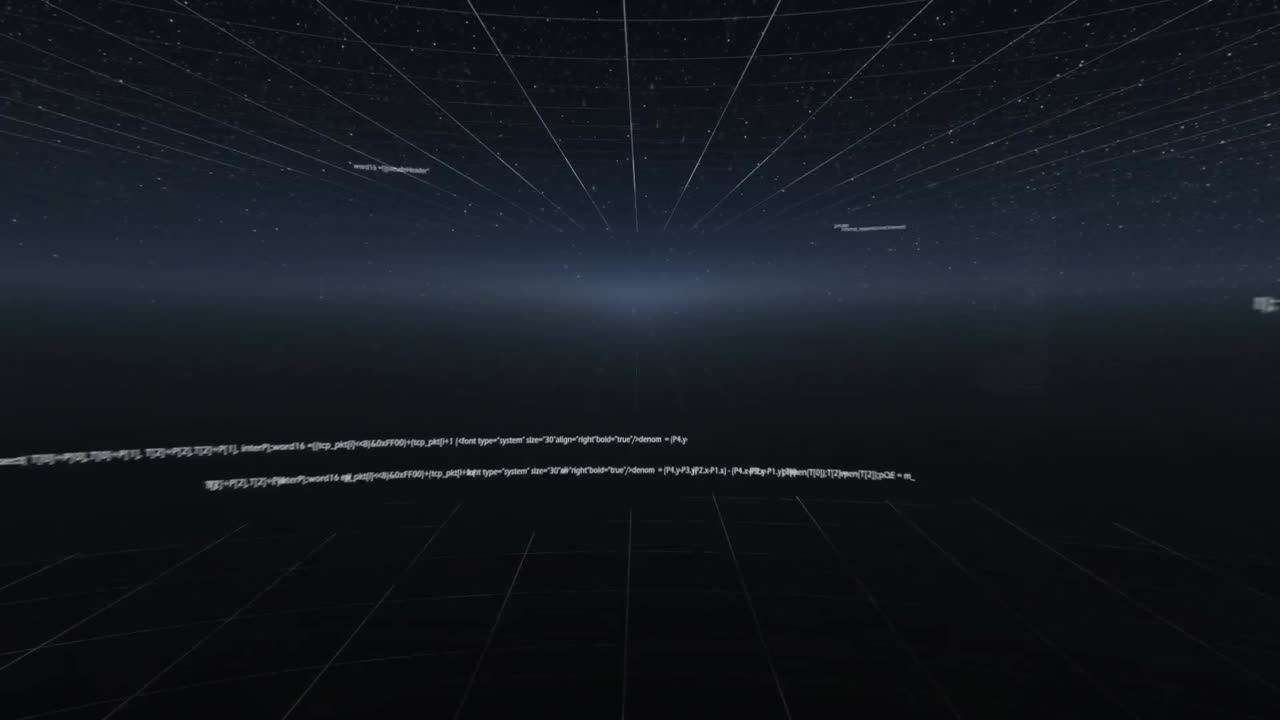 animación del procesamiento de datos sobre un fondo oscuro