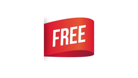 icono plano con estandarte gratuito. cartel de tipografía. comprar pegatina de oferta. gráficos en movimiento.