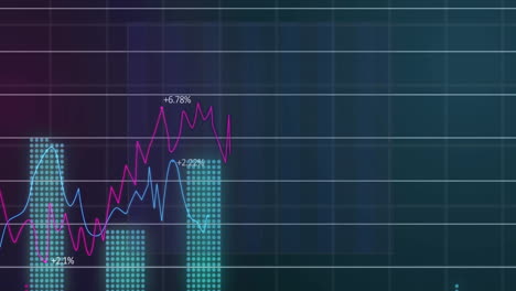 animación del procesamiento de datos financieros sobre un fondo oscuro