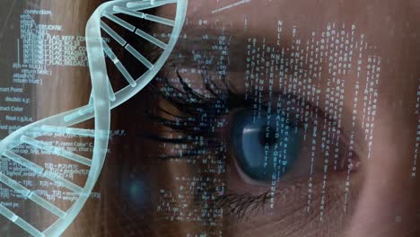 DNA-composite-with-data-information-on-blue-eye-background