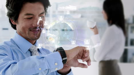 businessman using his smartwatch