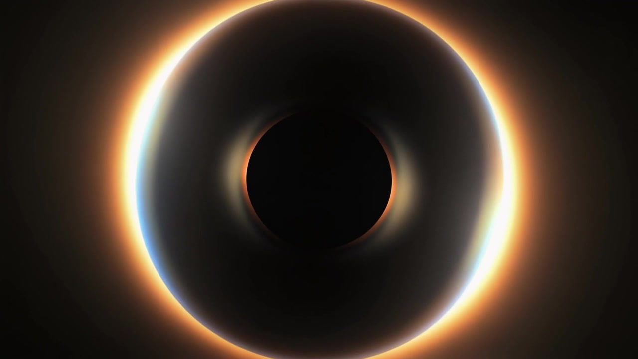 Abstract Animation of a Glowing Golden Ring Expanding and Contracting