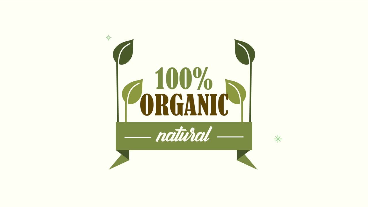 100 percent organic emblem with ribbon frame