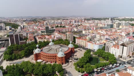 lisbon cityscape campo pequeno building aerial view