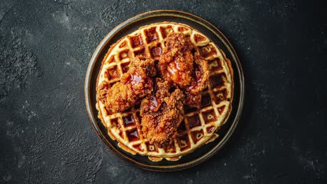 Delicious-Chicken-And-Waffles-On-A-Dark-Rustic-Background