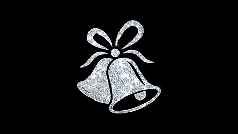 christmas ribbon bow bells icon shining glitter loop blinking particles .