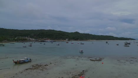 AERIAL-VIEW-IN-KOH-PHI-PHI,-DRONE-4K,-TRAVEL-TO-THAILAND