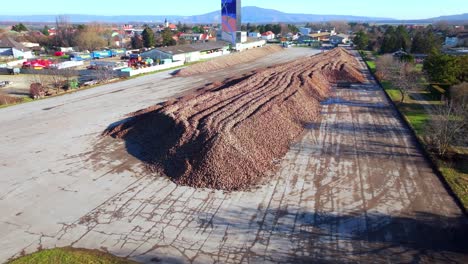 rows of harvested sugar beets - aerial drone shot