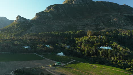 green farmlands at the valley of the constantia nek in cape town, south africa