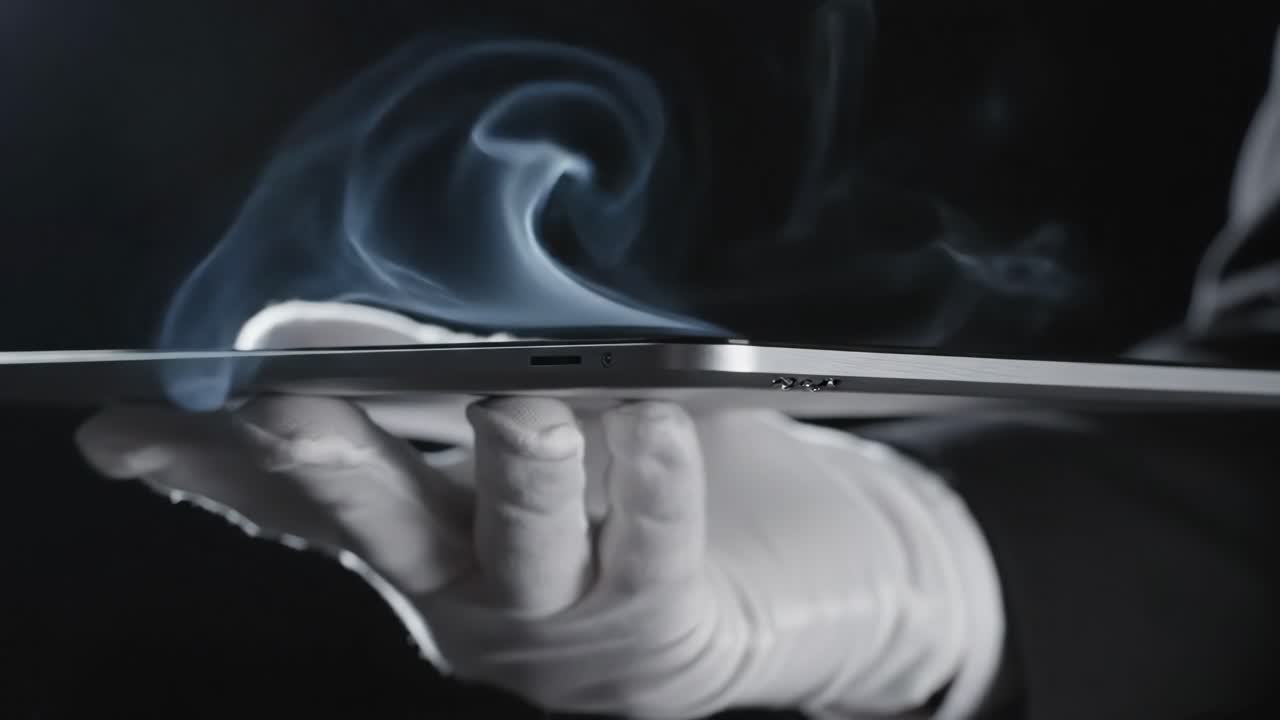 Elegant Laptop Presentation with Smoke