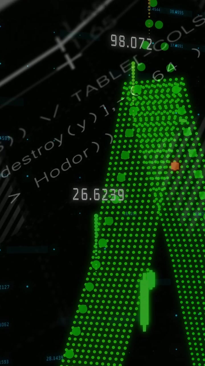 Vertical video: Chart moving on teal blink, dots tracing band, bars rising, labels showing trend