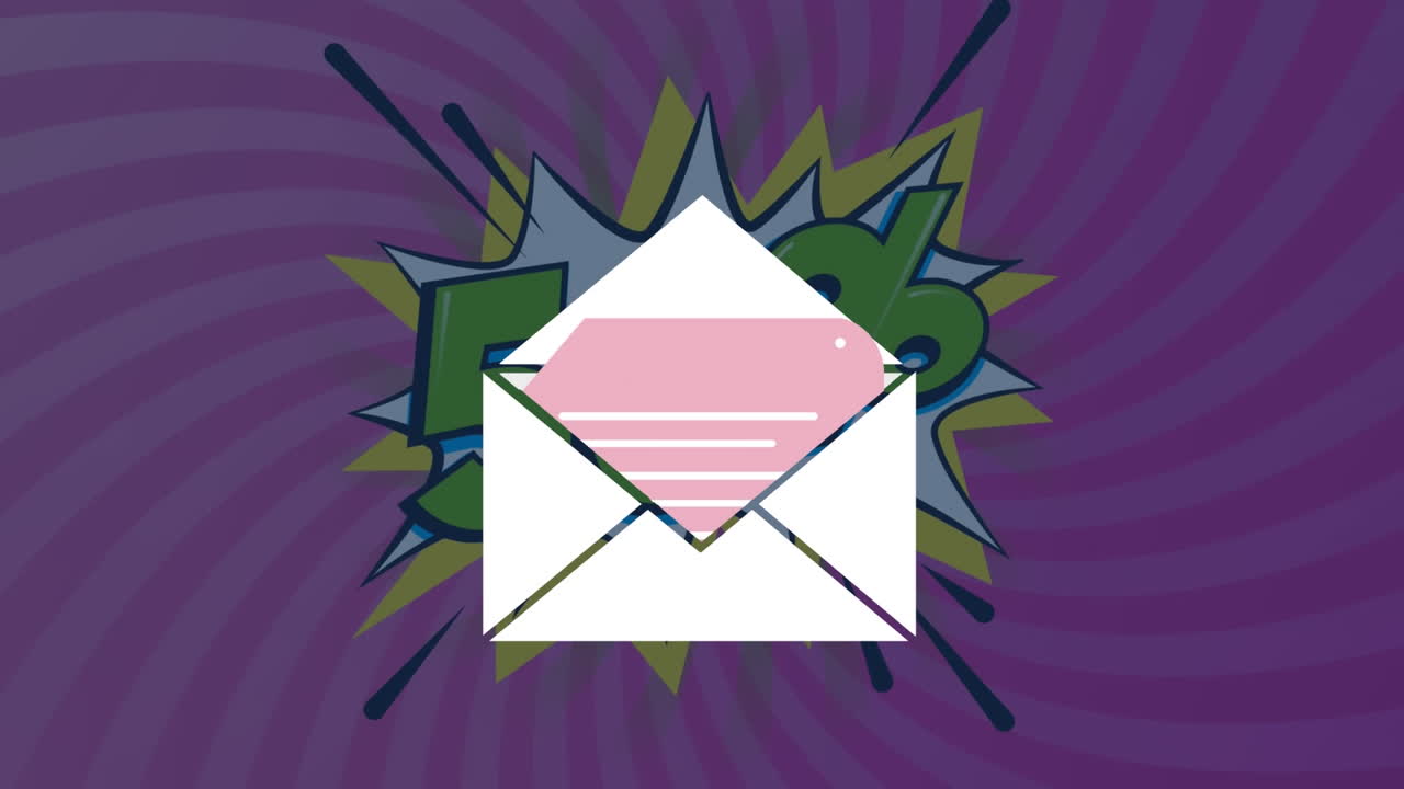 animación del icono del sobre y el 50% del texto