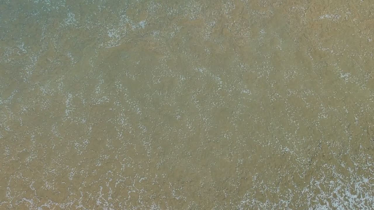 toma lenta y reveladora de las olas entrantes rodando sobre la playa, termina con una amplia vista panorámica sobre el mar de tasman, nueva zelanda