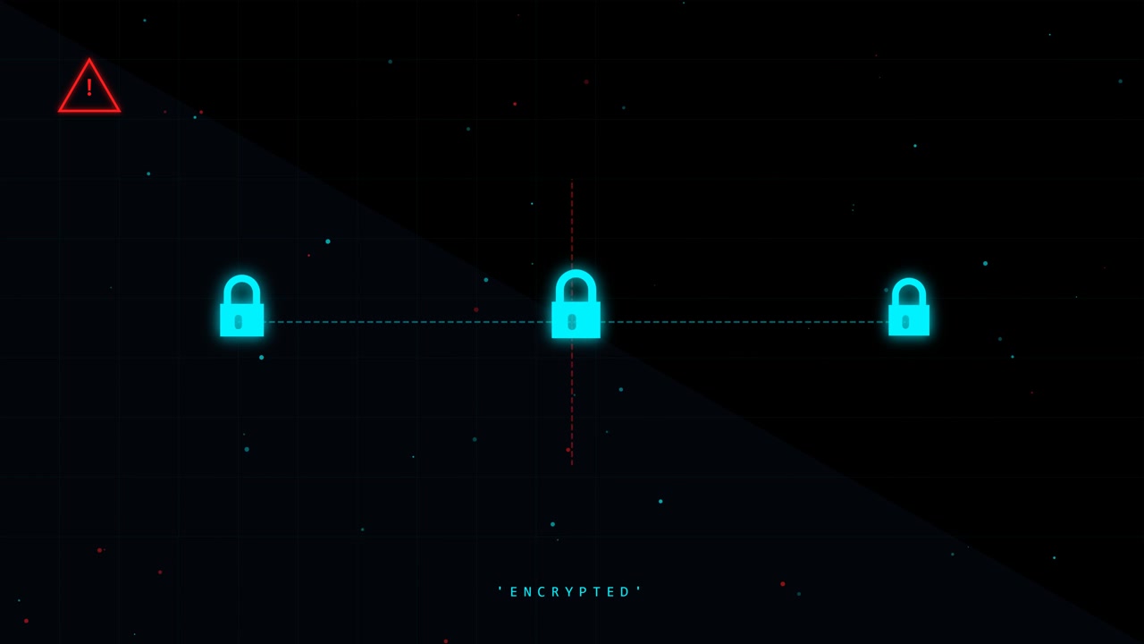 Digital Security Interface with Glowing Padlock Icons and Encrypted Text