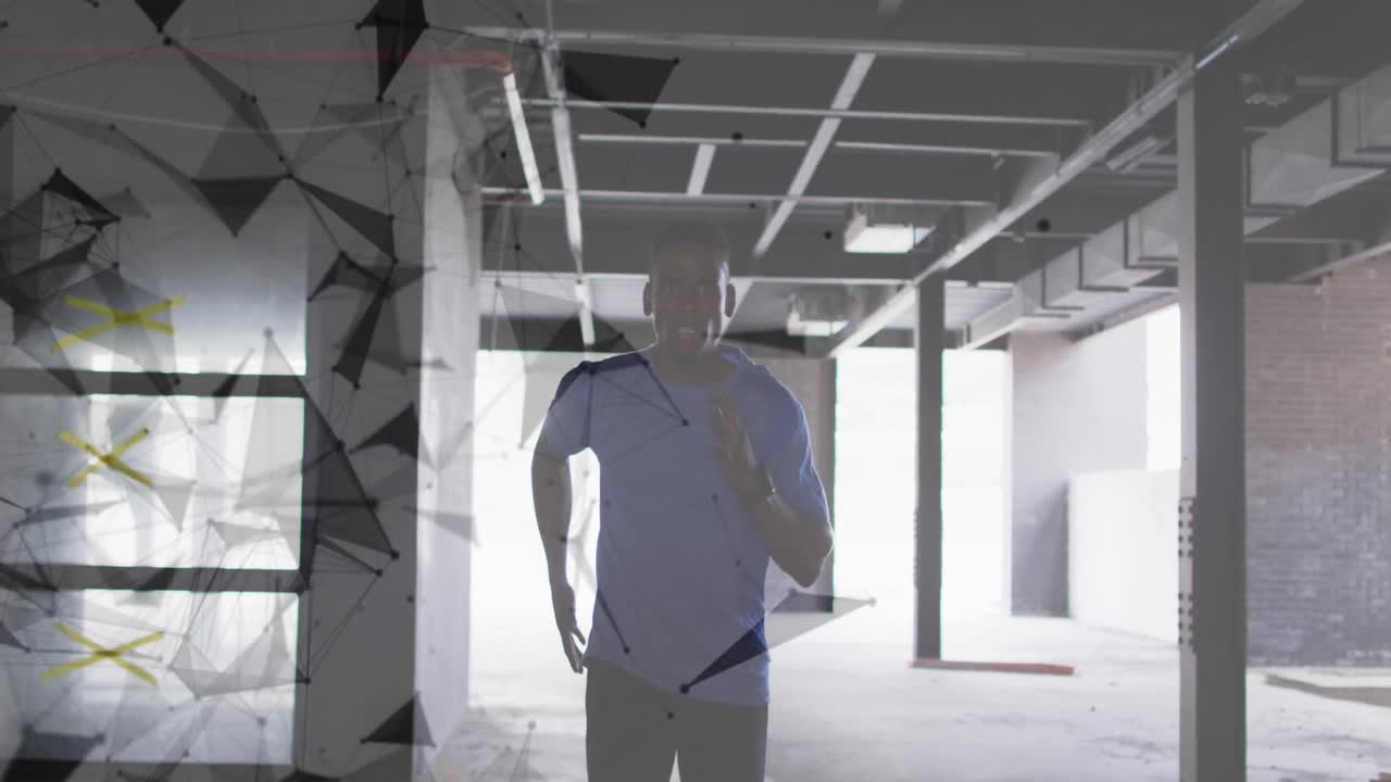 버려진 건물에서 조 ⁇ 하는 사람에 대한 연결 네트워크의 애니메이션