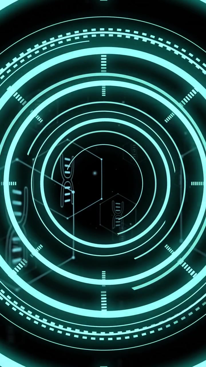 Animation of scope scannig with dna strand on black background