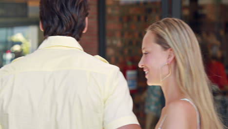 happy couple doing shopping together