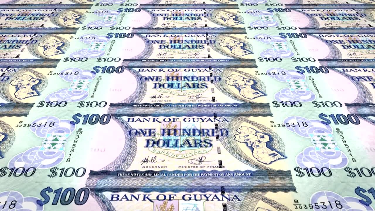 billetes de cien dólares guyaneses de guyana, dinero en efectivo, bucle