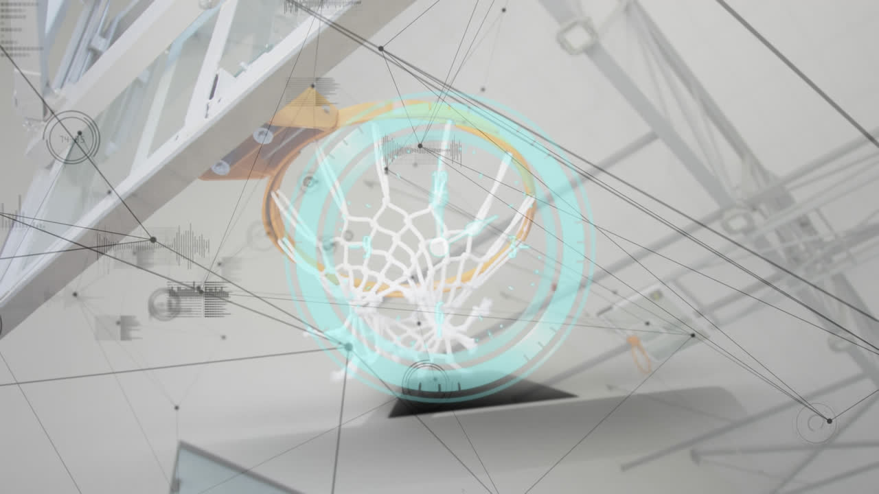 백인 남성 농구 선수에 대한 연결 네트워크의 애니메이션