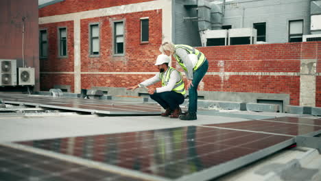 solar panel inspection on rooftop