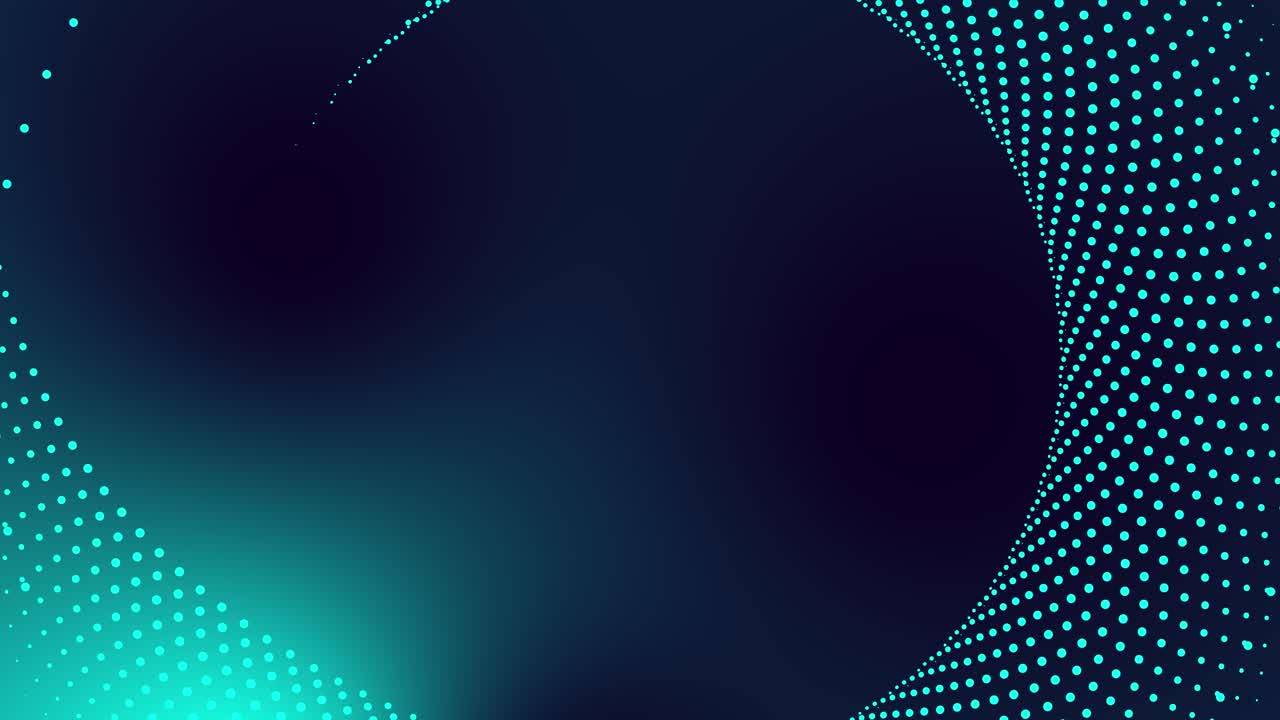 Circular dotted spot animation tech motion graphic round swirl abstract pattern geometric background looping spiral design futuristic visual effect rotation for intro title 4K teal blue