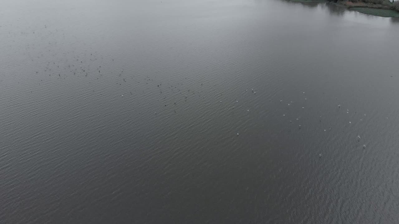 구름 은 가을 날 에 큰 호수 의 공중 풍경