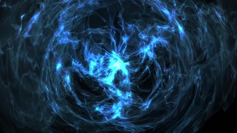 Animation of Abstract round luminous object. The color of the energy wave is blue. Close up.