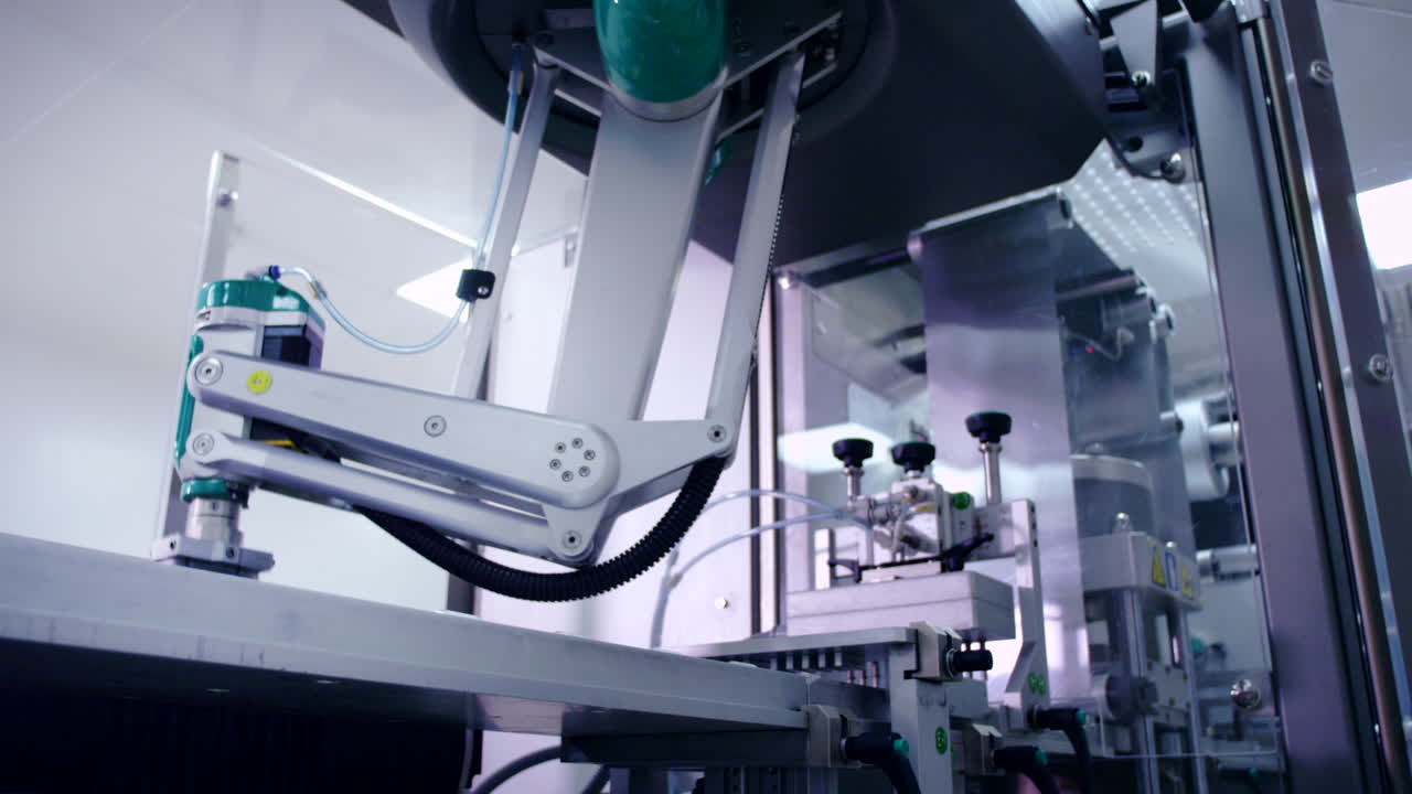 brazo robótico trabajando en una línea de producción automatizada. tecnología moderna