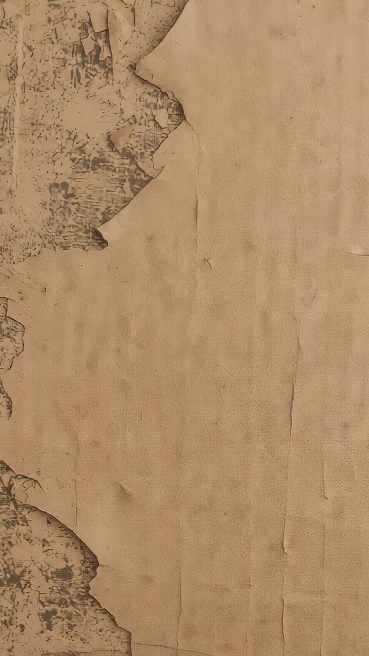 Vertical video: Filming camera shifting, showing peeling wallpaper at home to inspect, copy space