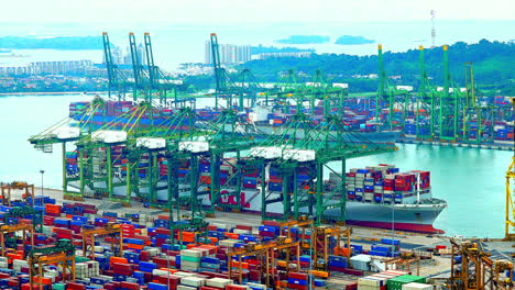 time lapse business shipping cargo and logistic port terminal in singapore city