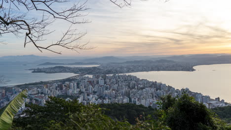 sunset time lapse from morro da cruz, florianopolis, santa catarina