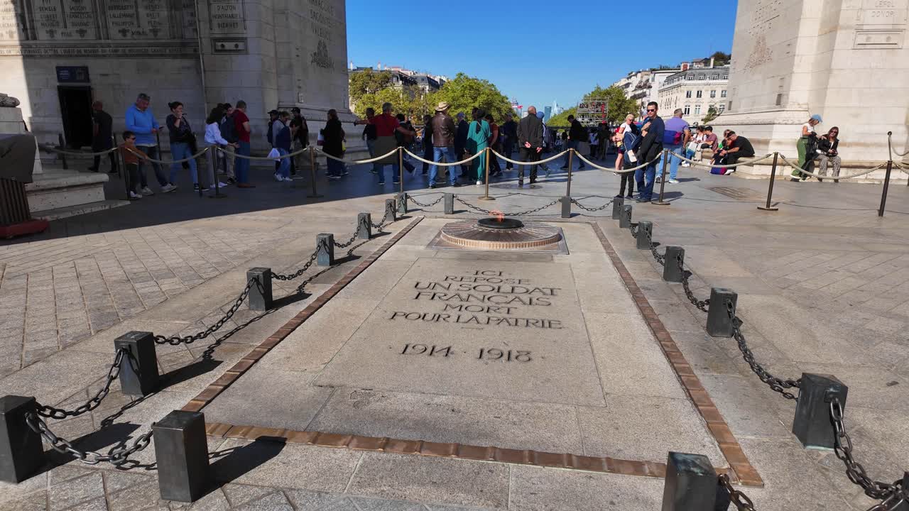 First world war memorial Paris France Arc de Triomphe with tourists day time