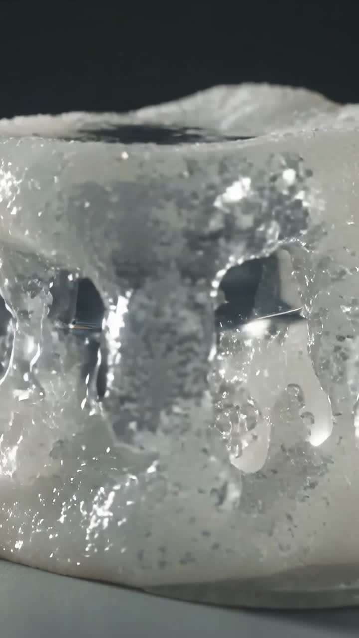 Liquido bianco versato su un cubo trasparente