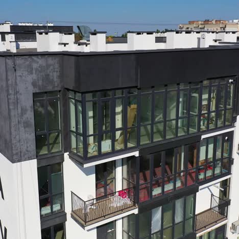 drone view of city residential area. aerial view of new modern apartment buildings for families
