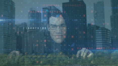 animación del procesamiento de datos sobre el hacker caucásico