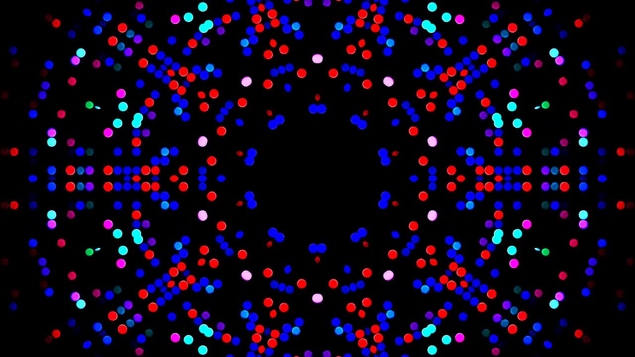 파란색 줄무 빛나는 파도 꽃 모양, 칼레도스코프 검은색 배경