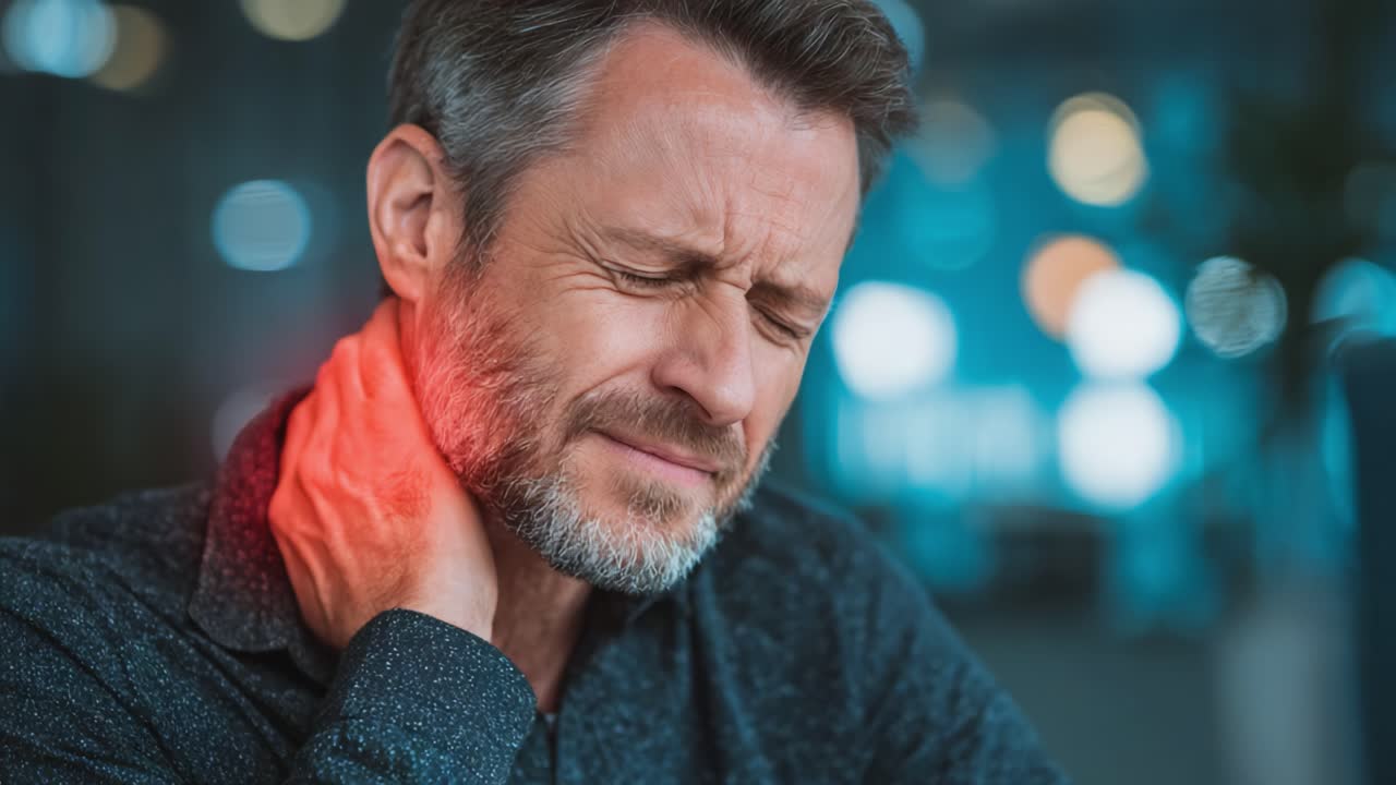Astonishing Emotional Journey: A Man Twists in Pain as He Struggles with Intense Discomfort in His Neck, Highlighting Human Resilience and Vulnerability in Everyday Life