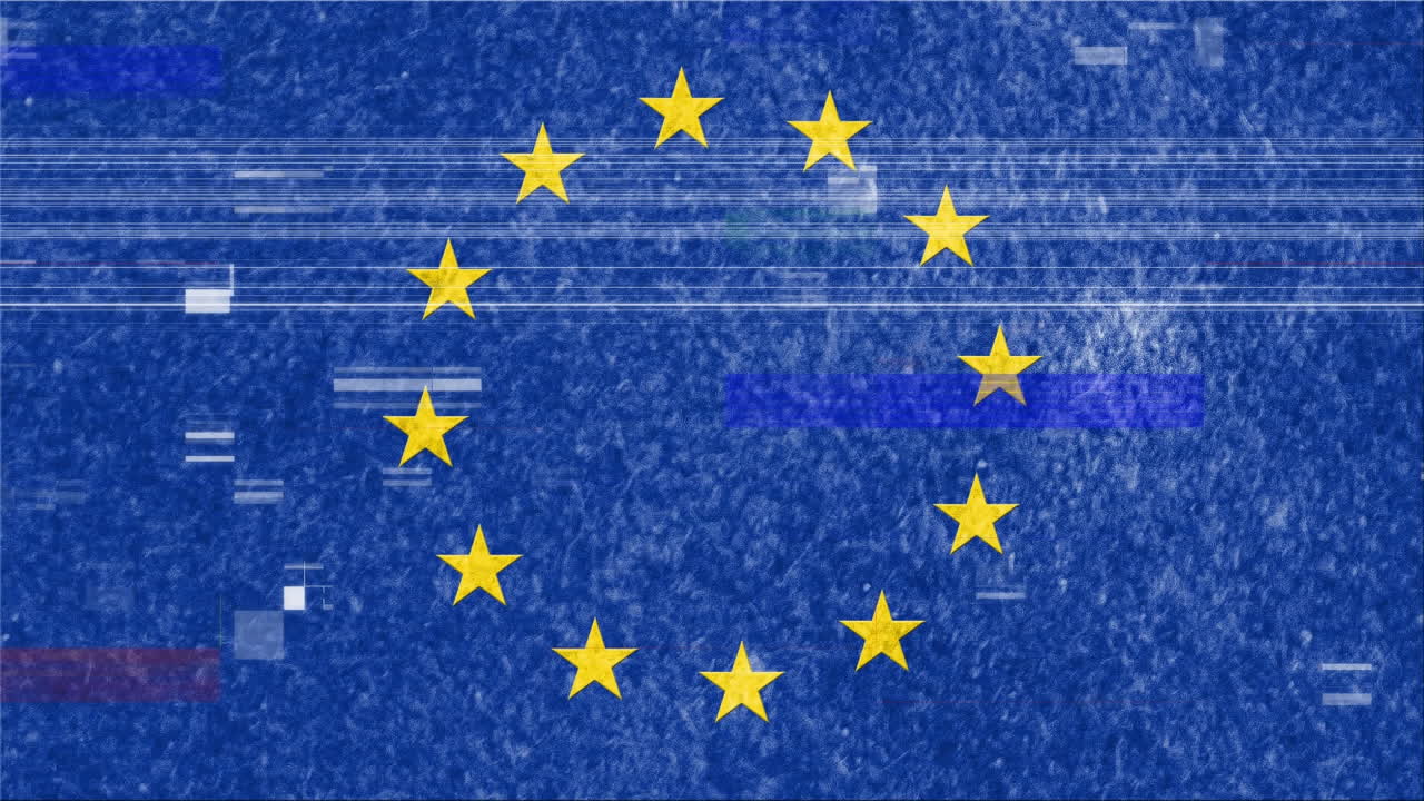 Stelle gialle che ruotano su interfaccia TV su sfondo blu.