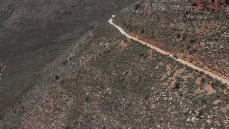 4x4 pickup truck driving on dirt roads on mountain passes in the cederberg with some scenic views and landscape