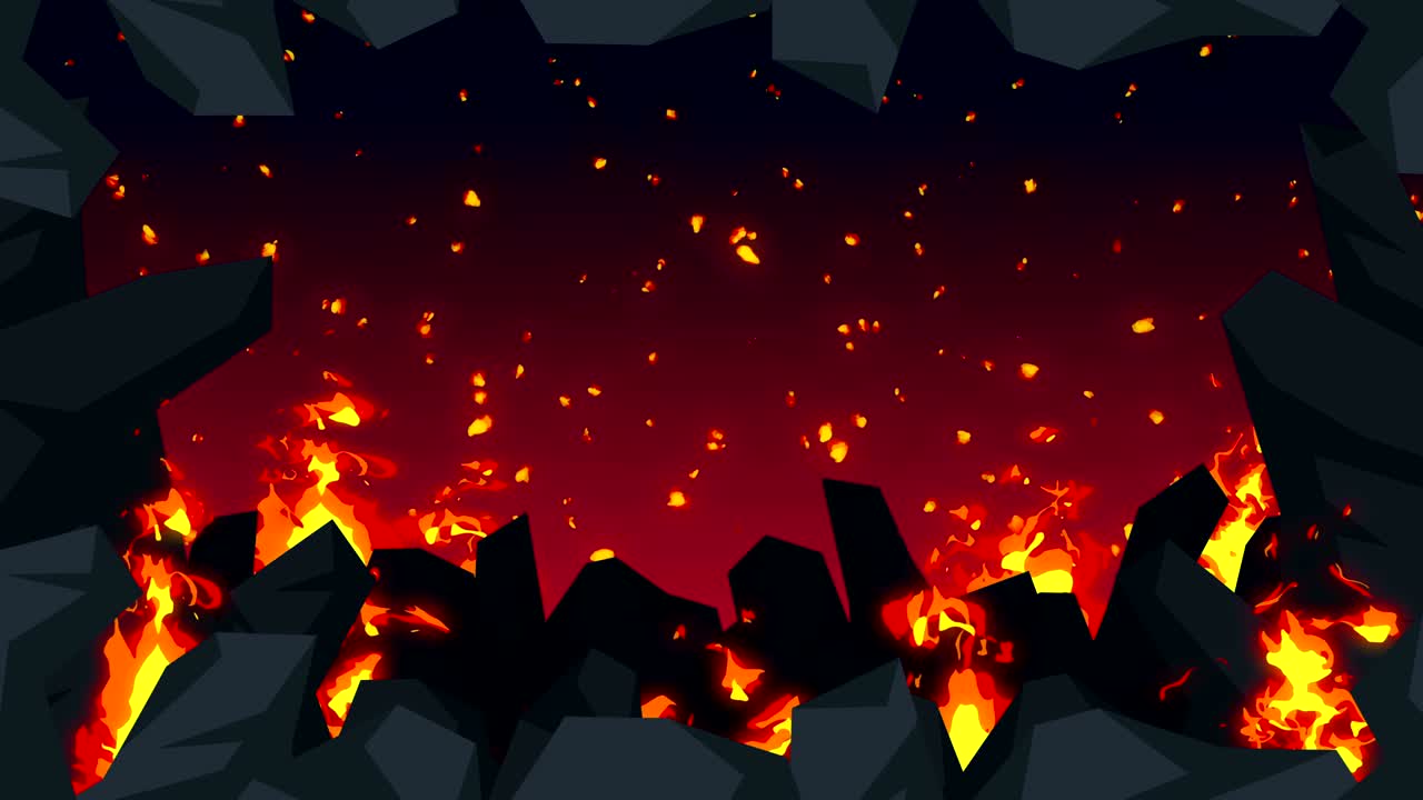 animación abstracta del mal, fondo del infierno apocalíptico, llamas de fuego en el desierto espeluznante,