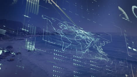 animation of data processing over sea
