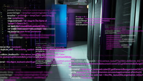 Animation of data processing against computer sever room