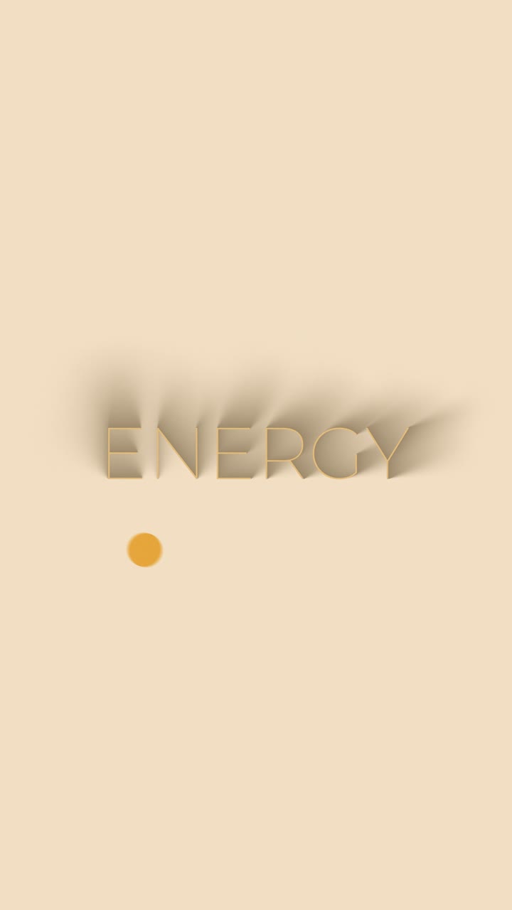 Grafik gerak 4K dari kata ENERGY dalam estetika vintage klasik. Menampilkan latar belakang krem hangat, cahaya oranye yang berputar, dan loop bayangan panjang yang mulus. Ideal untuk konsep keberlanjutan dan energi.