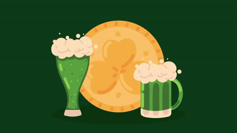 st. patrick's day celebration with beer and a gold coin