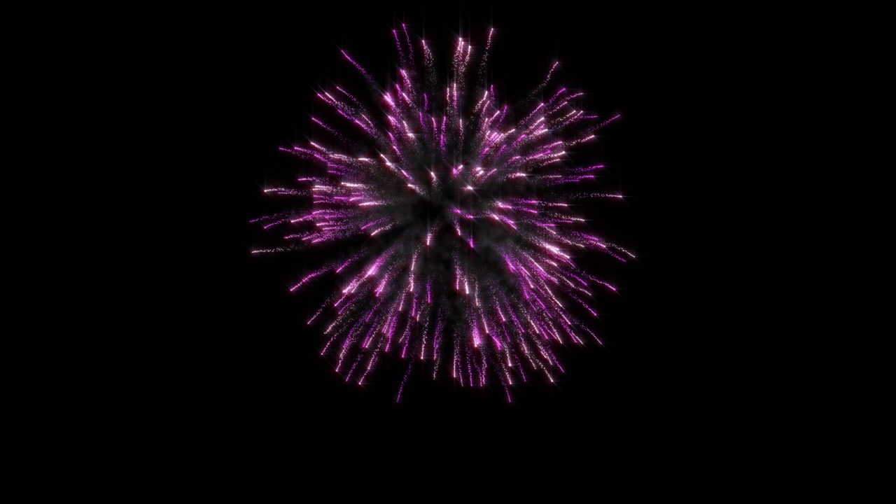 Singe Medium Size Fireworks Explosion on black background