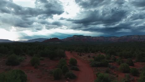 moody sky with gray clouds over sedona red rocks in arizona, usa