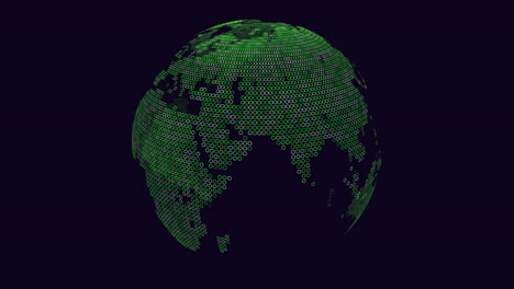 Digitale-Darstellung-Der-Welt-Ein-Raster-Aus-Grünen-Quadraten,-Die-Ihren-Umriss-Bilden