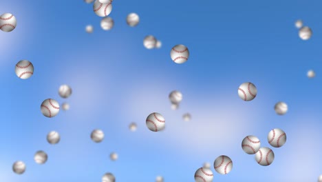 multiple baseballs descending through a clear sky