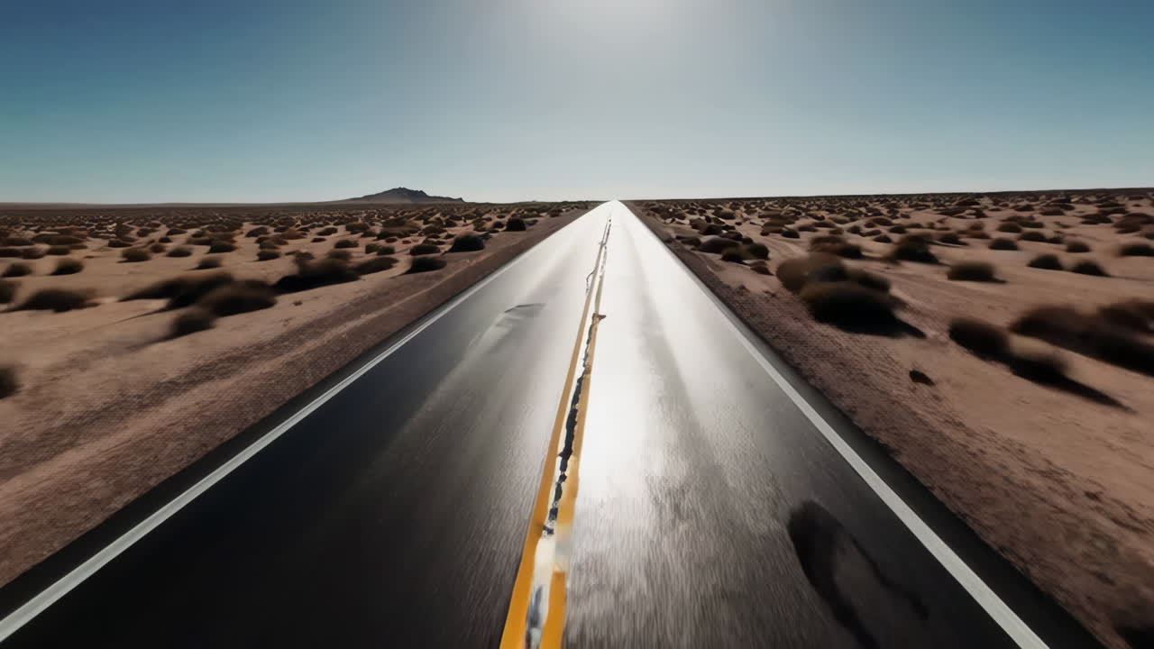 Desert Highway Under a Bright Sun