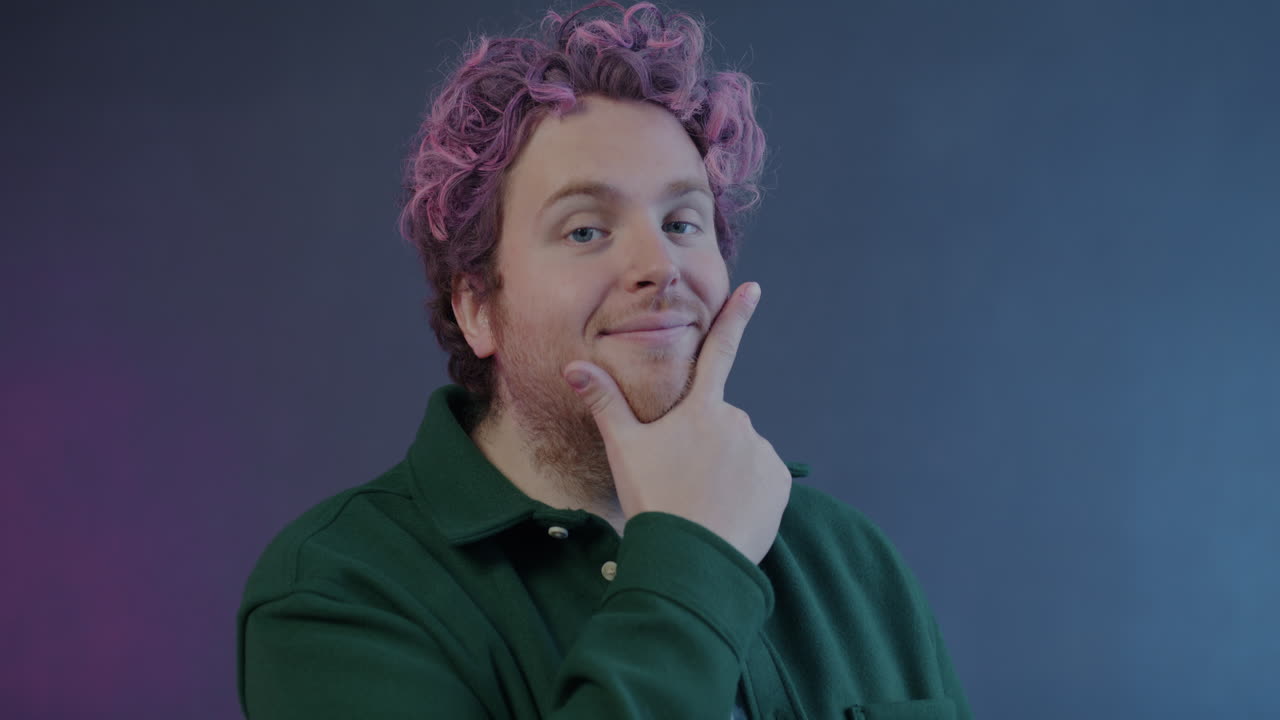 Man with Pink Hair and Green Jacket